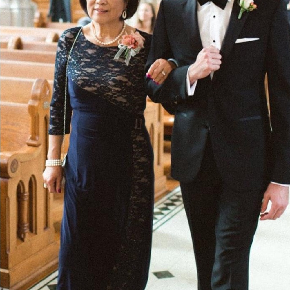 R&M Richards navy blue evening dress